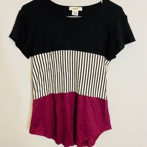 Marci- Color Block Maroon, Stripe, Black - M